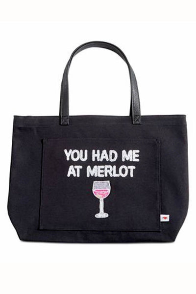 Bow & Drape Black XL Merlot Tote