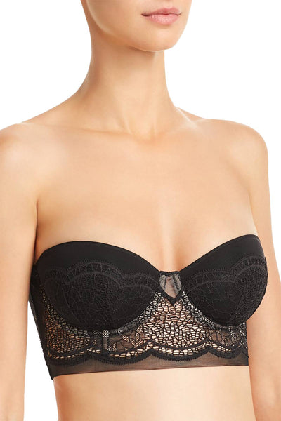 CK Black by Calvin Klein Black Crackled-Lace Lightly-Lined Strapless Demi Bra