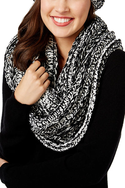 Charter Club Black/White Velvety Marled Chenille Infinity Scarf