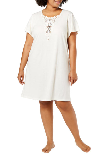 Charter Club intimates PLUS Winter Ivory Soft Knit Lace Trim Sleepshirt