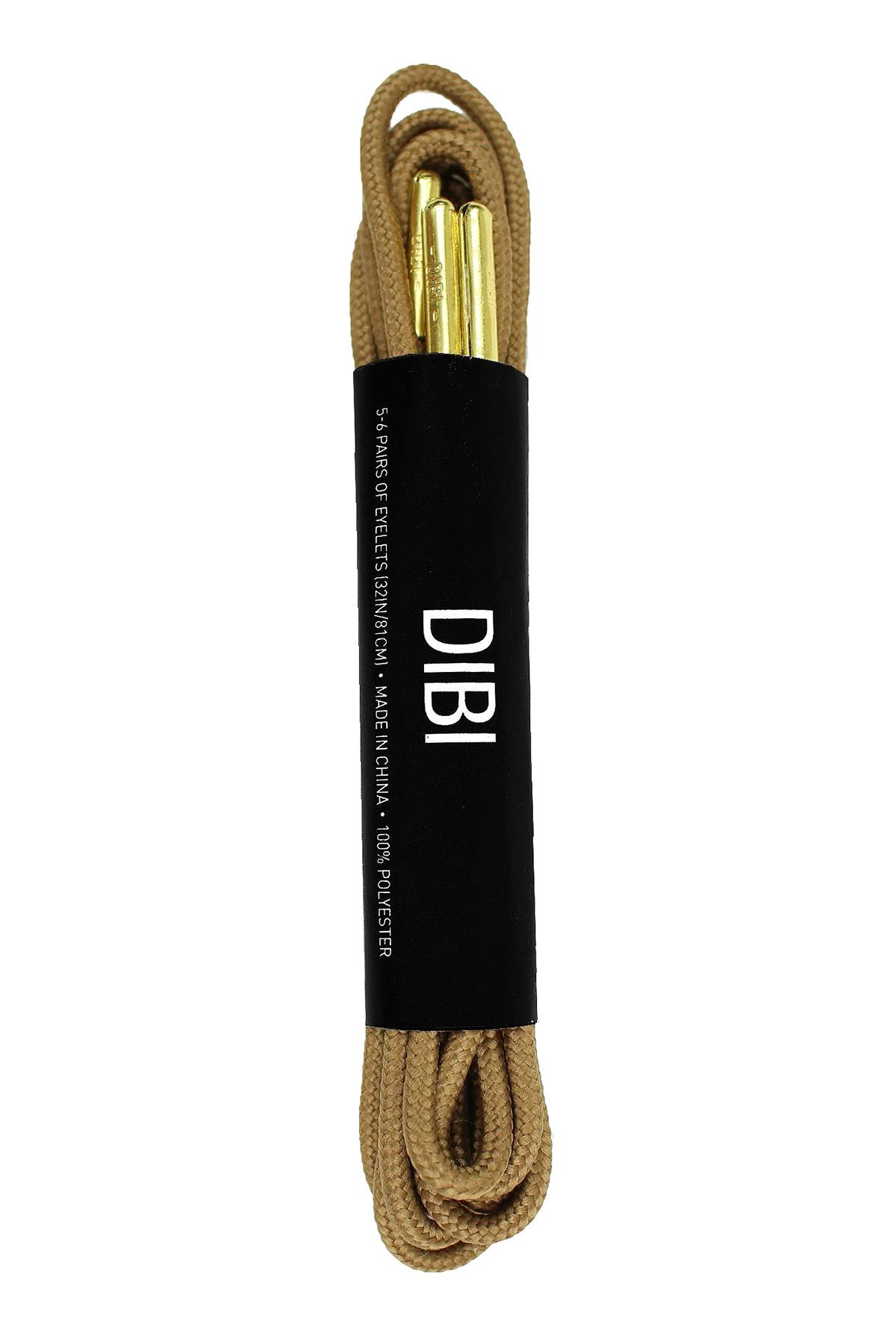 DIBI Solid Light-Brown Dress Shoelaces w/ Gold Aglets