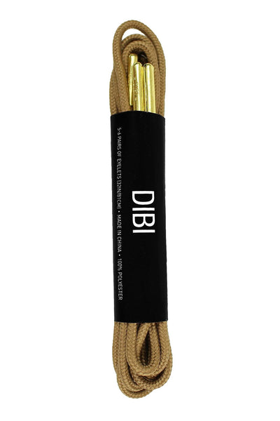 DIBI Solid Light-Brown Dress Shoelaces w/ Gold Aglets