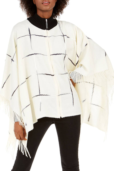 DKNY Cream Zip Front Ombre Twist Ruana