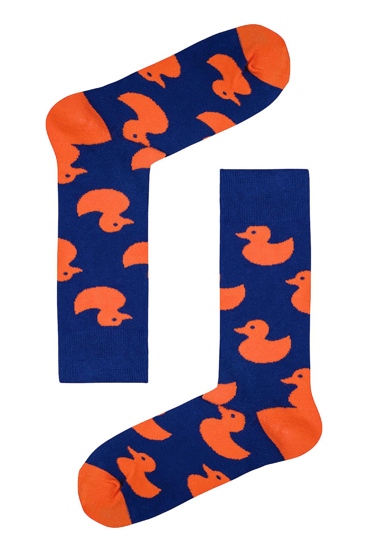 Drake & Hutch Blue/Orange 'Rubber Duckie' Unisex Crew Socks