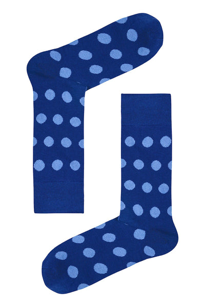 Drake & Hutch Blue/Sky Polka Unisex Crew Socks
