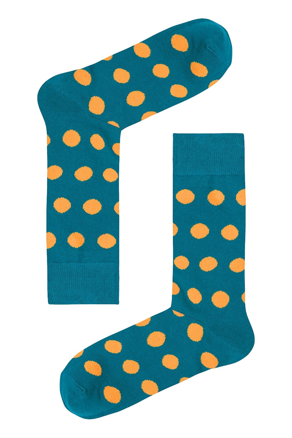 Drake & Hutch Orange/Aqua Polka Unisex Crew Socks