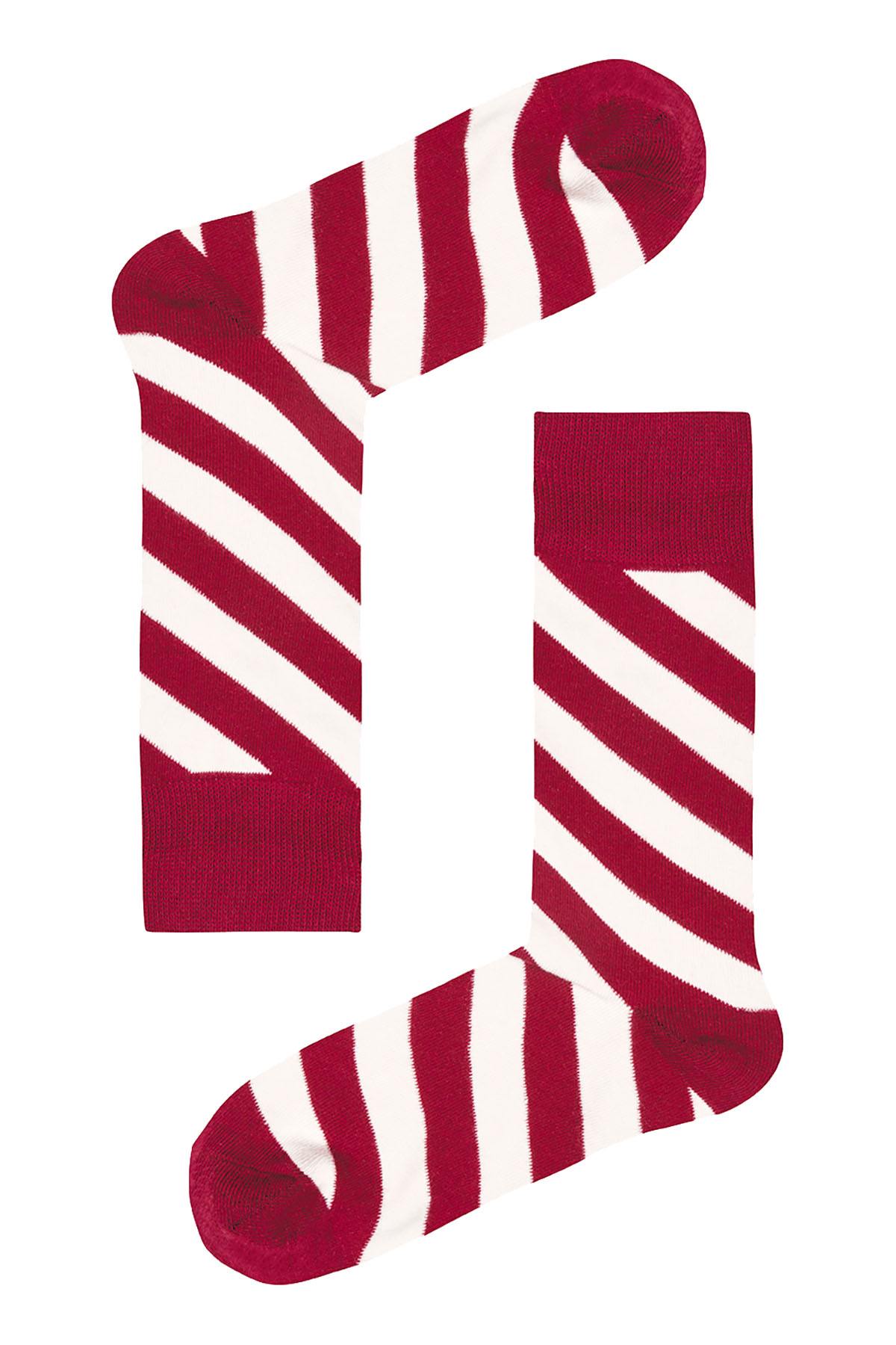 Drake & Hutch Red 'Barber Stripe' Crew Socks