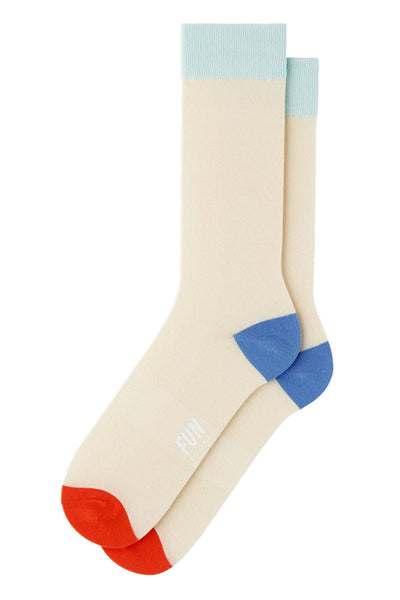 Fun Socks Cream/Blue/Coral Classic Crew Socks