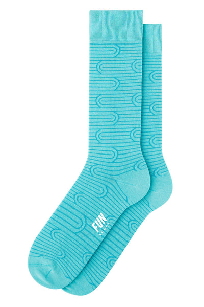 Fun Socks Turquoise/Teal Spiral Stripe Crew Socks