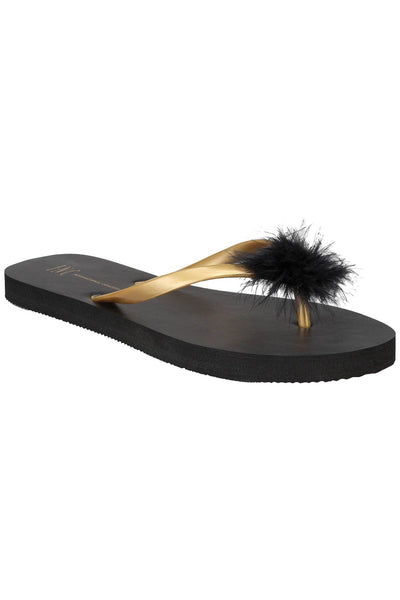 INC International Concepts Black Feather Puff Flip Flops