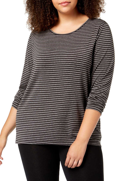 Ideology PLUS Grey Stripe Cutout Back Long Sleeve Shirt