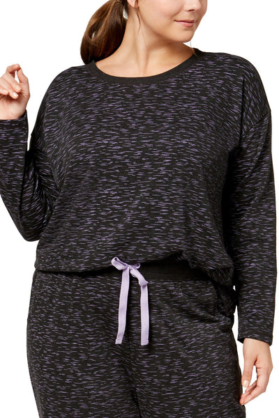 Jenni by Jennifer Moore PLUS Charcoal/Purple Space-Dye Printed Lounge Top