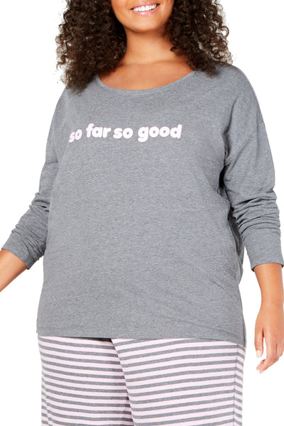 Jenni by Jennifer Moore PLUS Grey Heather Cotton Graphic Lounge Tee