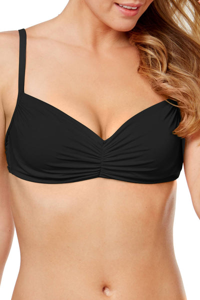 Lauren Ralph Lauren Black Shirred Underwire Bikini Top
