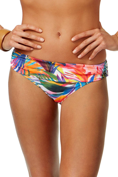 Lauren Ralph Lauren Multicolor Tropic Palm Shirred Hipster Bikini Bottom