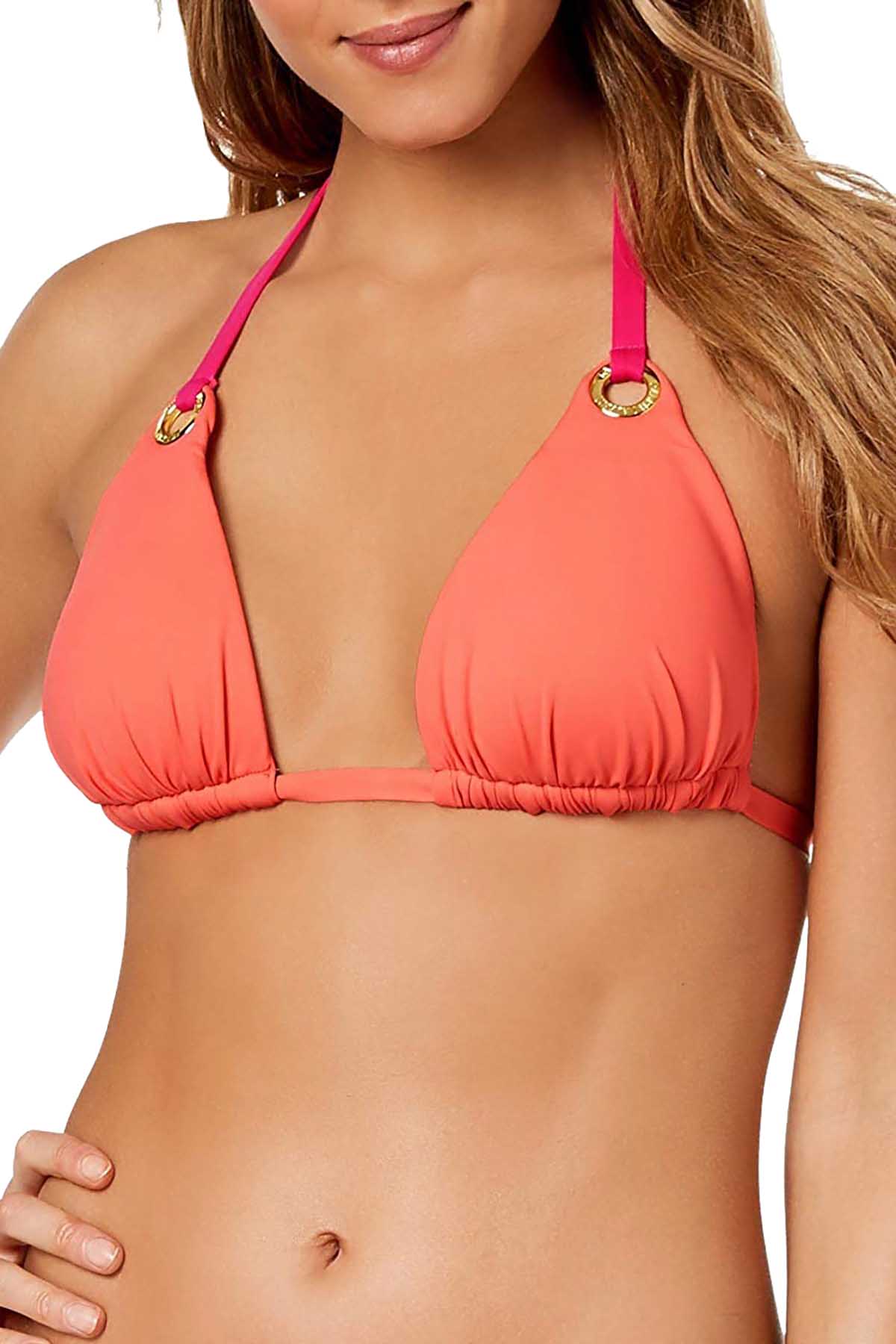 Lauren Ralph Lauren Pink/Coral Beach Club Halter Bikini Top