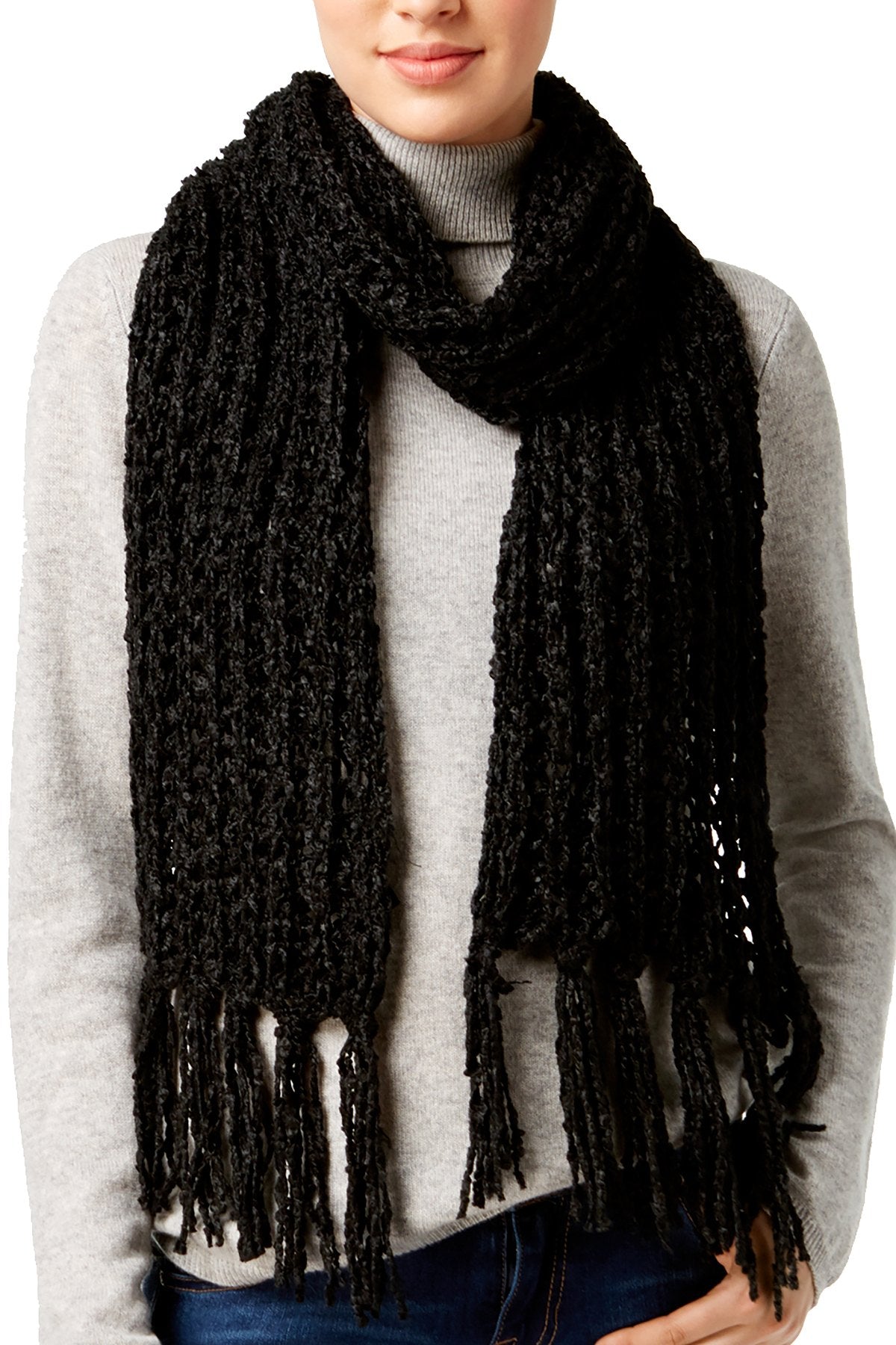 Marcus Adler Black Ultra-Soft Boucle Oblong Scarf