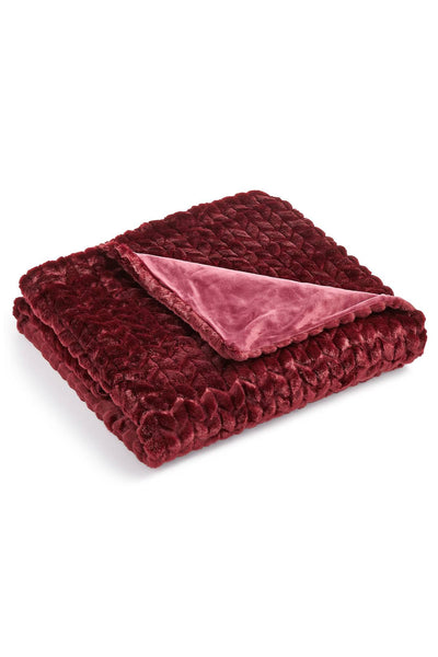 Martha Stewart Collection Burgundy Quilted Faux-fur Throw