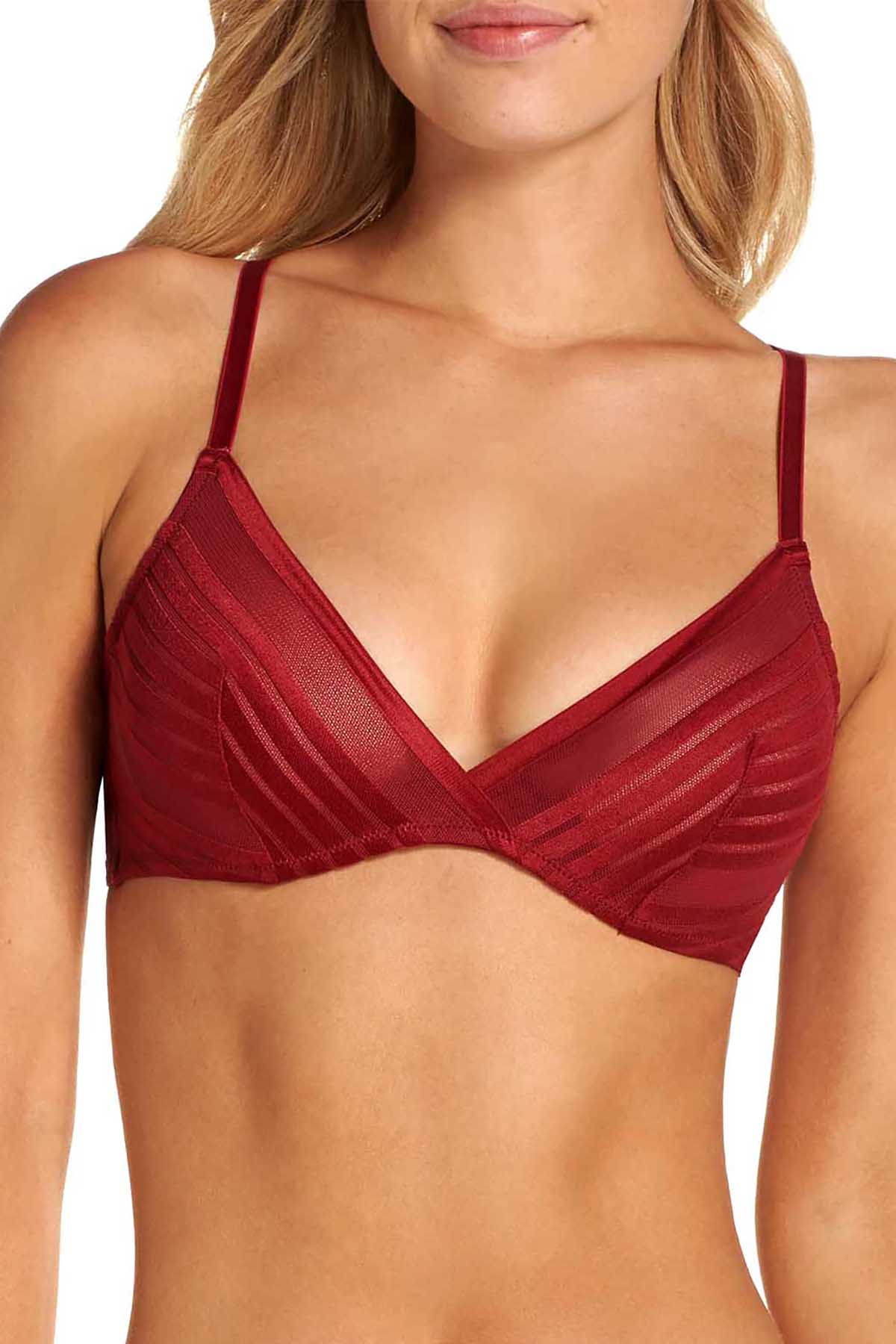 Natori Candy Apple Red Precision Contour Stretch-Mesh Bra