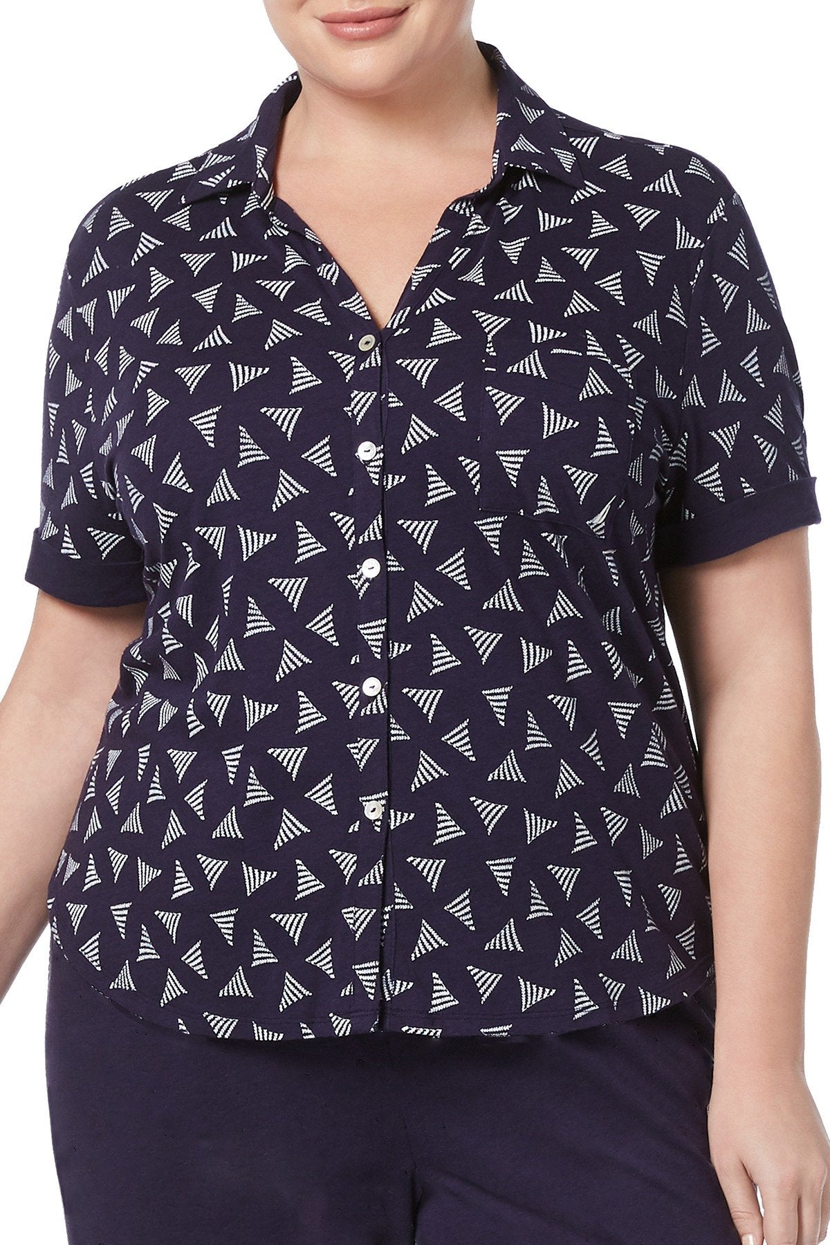 Nautica PLUS Navy Sail Print Short Sleeve PJ Top