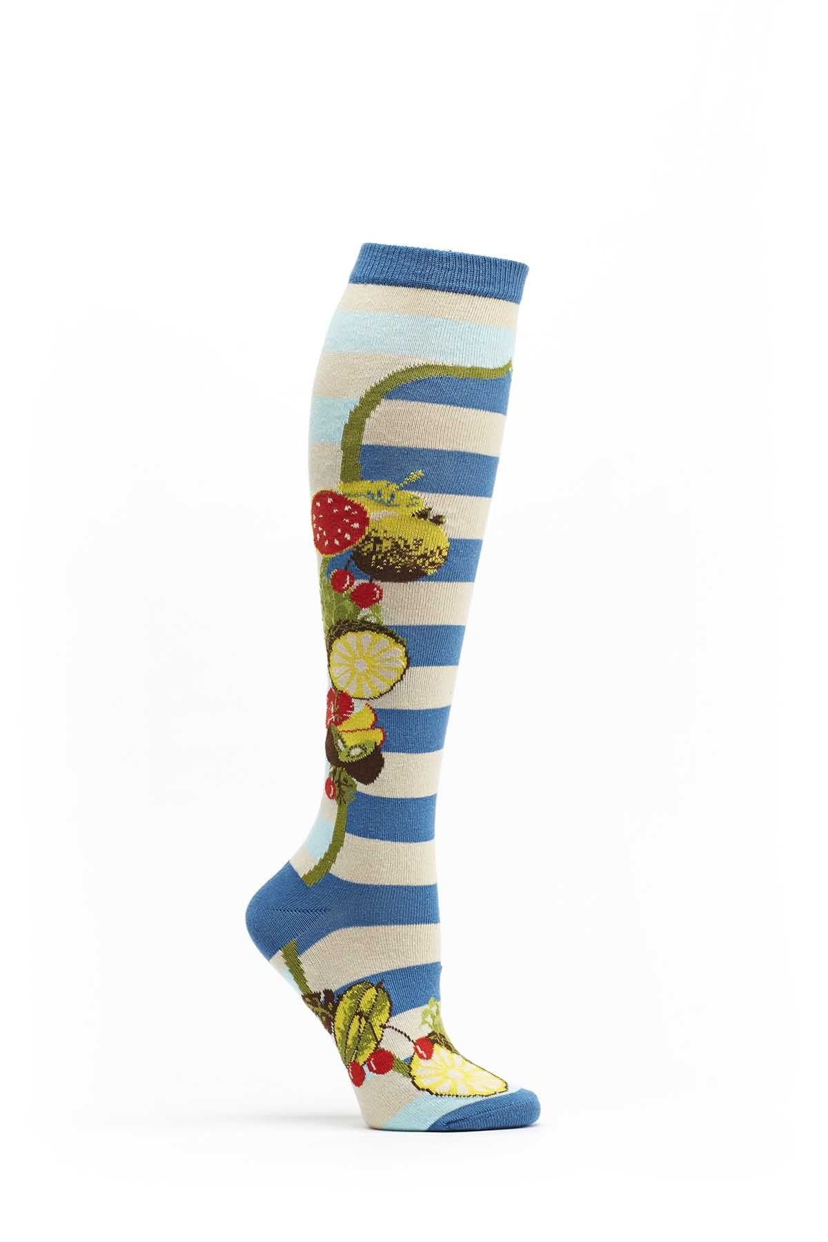 Ozone Blue Fruit Frame Knee High Sock