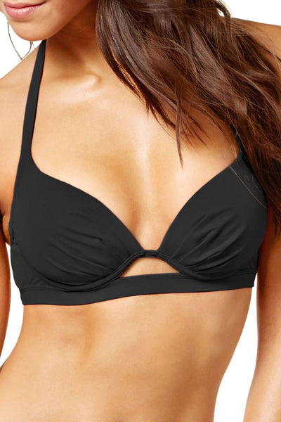 SUNDAZED Black Scarlet Underwire Bra-Sized Push-Up Bikini Top