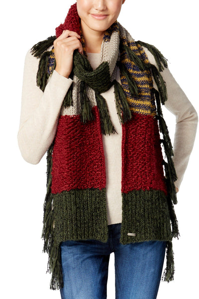 Steve Madden Maroon Block-Party Muffler Scarf