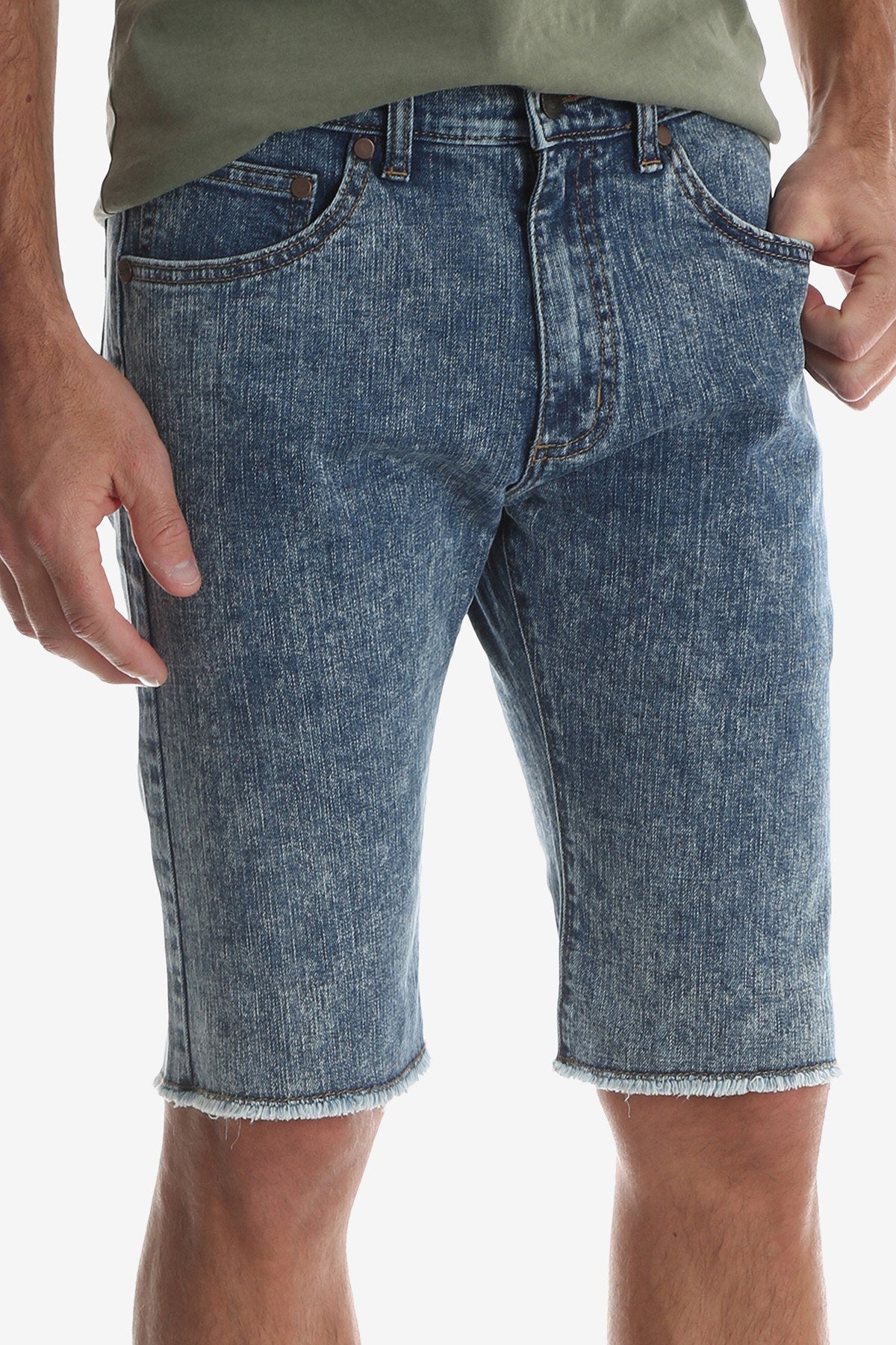 Wrangler Acid Wash Frayed Hem Denim Short