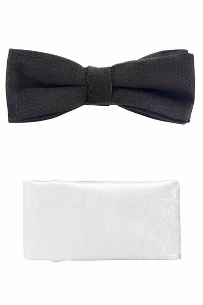 INC International Concepts White Pre-Tied Velvet Bow Tie Pocket Square Set Black