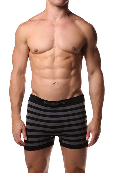 Knocker Grey & Black Stripe Seamless Boxer Brief